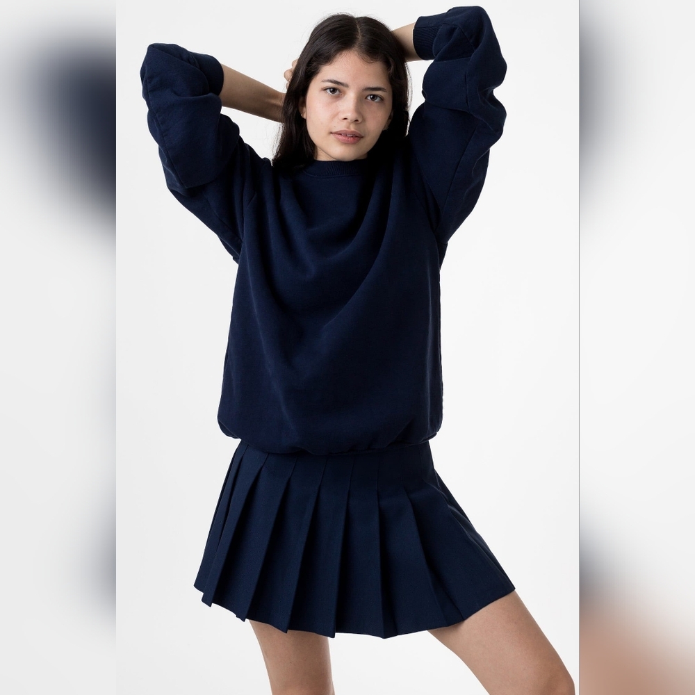 Los Angeles Apparel Heavy Fleece Crewneck Sweatshirt In Navy